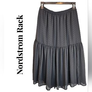 Nordstrom Rack Womens Elastic Waist Chiffon Overlay Swiss Dots Skirt Sz M